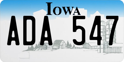 IA license plate ADA547