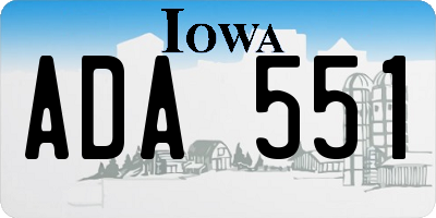 IA license plate ADA551
