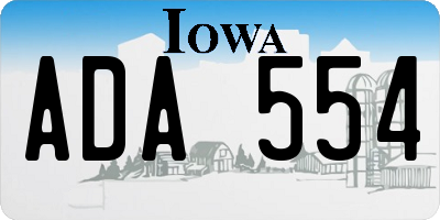IA license plate ADA554