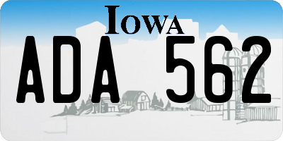 IA license plate ADA562