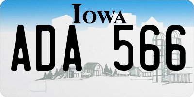 IA license plate ADA566