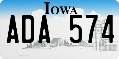 IA license plate ADA574