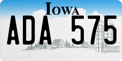 IA license plate ADA575