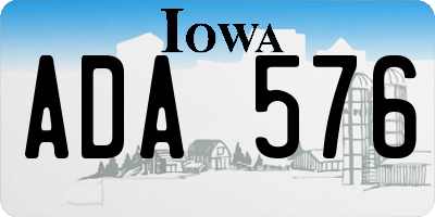IA license plate ADA576