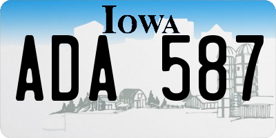 IA license plate ADA587
