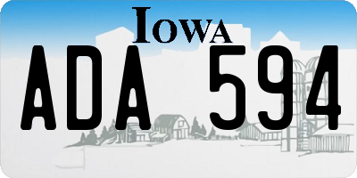 IA license plate ADA594