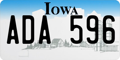 IA license plate ADA596