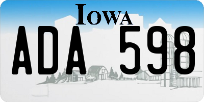 IA license plate ADA598