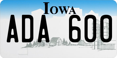IA license plate ADA600