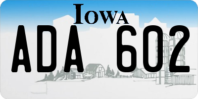 IA license plate ADA602