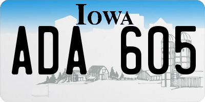 IA license plate ADA605