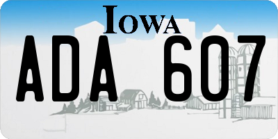 IA license plate ADA607