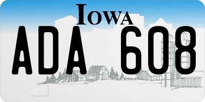 IA license plate ADA608