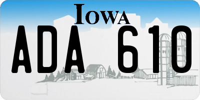 IA license plate ADA610