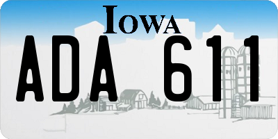 IA license plate ADA611