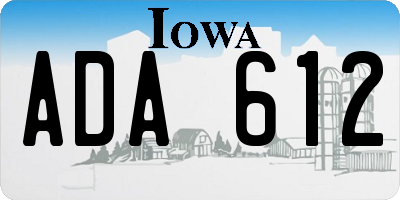 IA license plate ADA612
