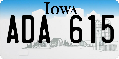 IA license plate ADA615