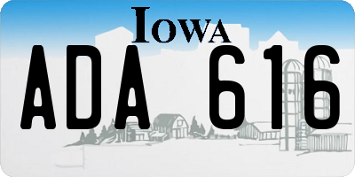 IA license plate ADA616