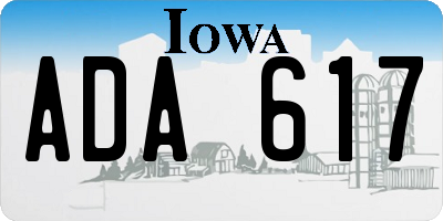 IA license plate ADA617