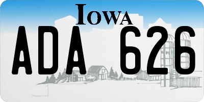 IA license plate ADA626