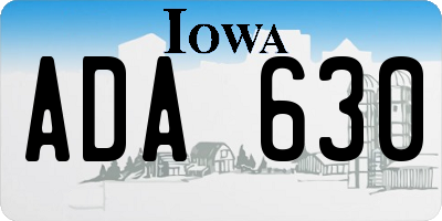 IA license plate ADA630