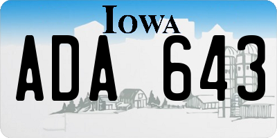 IA license plate ADA643