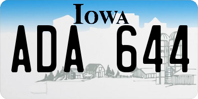 IA license plate ADA644