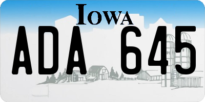 IA license plate ADA645