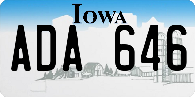 IA license plate ADA646