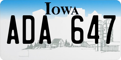 IA license plate ADA647
