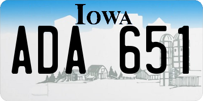 IA license plate ADA651