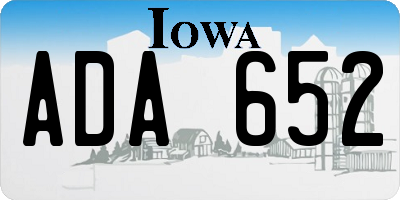 IA license plate ADA652