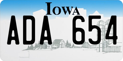 IA license plate ADA654