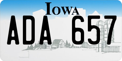 IA license plate ADA657