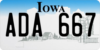 IA license plate ADA667