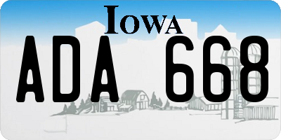IA license plate ADA668