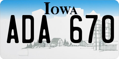 IA license plate ADA670