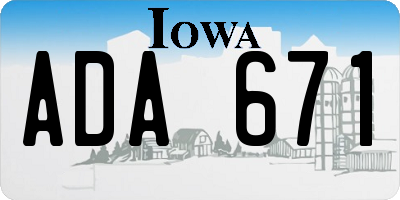 IA license plate ADA671