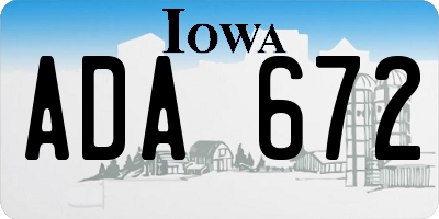IA license plate ADA672