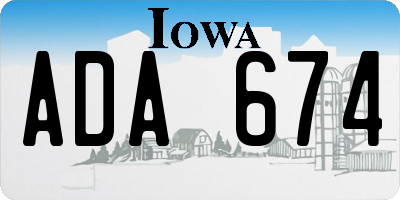 IA license plate ADA674