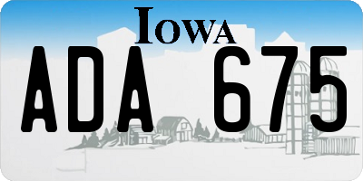 IA license plate ADA675