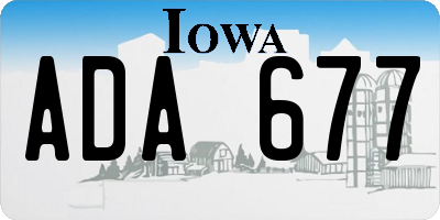 IA license plate ADA677
