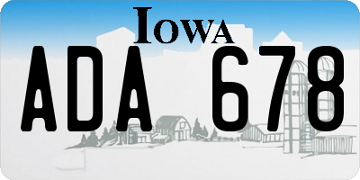 IA license plate ADA678