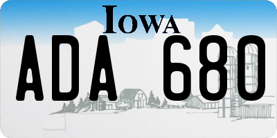 IA license plate ADA680