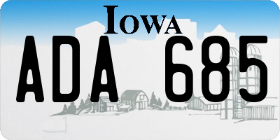 IA license plate ADA685