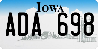 IA license plate ADA698