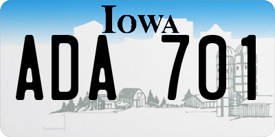 IA license plate ADA701
