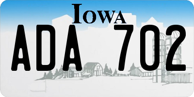 IA license plate ADA702
