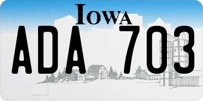 IA license plate ADA703