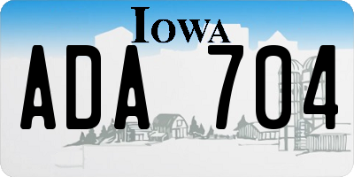 IA license plate ADA704